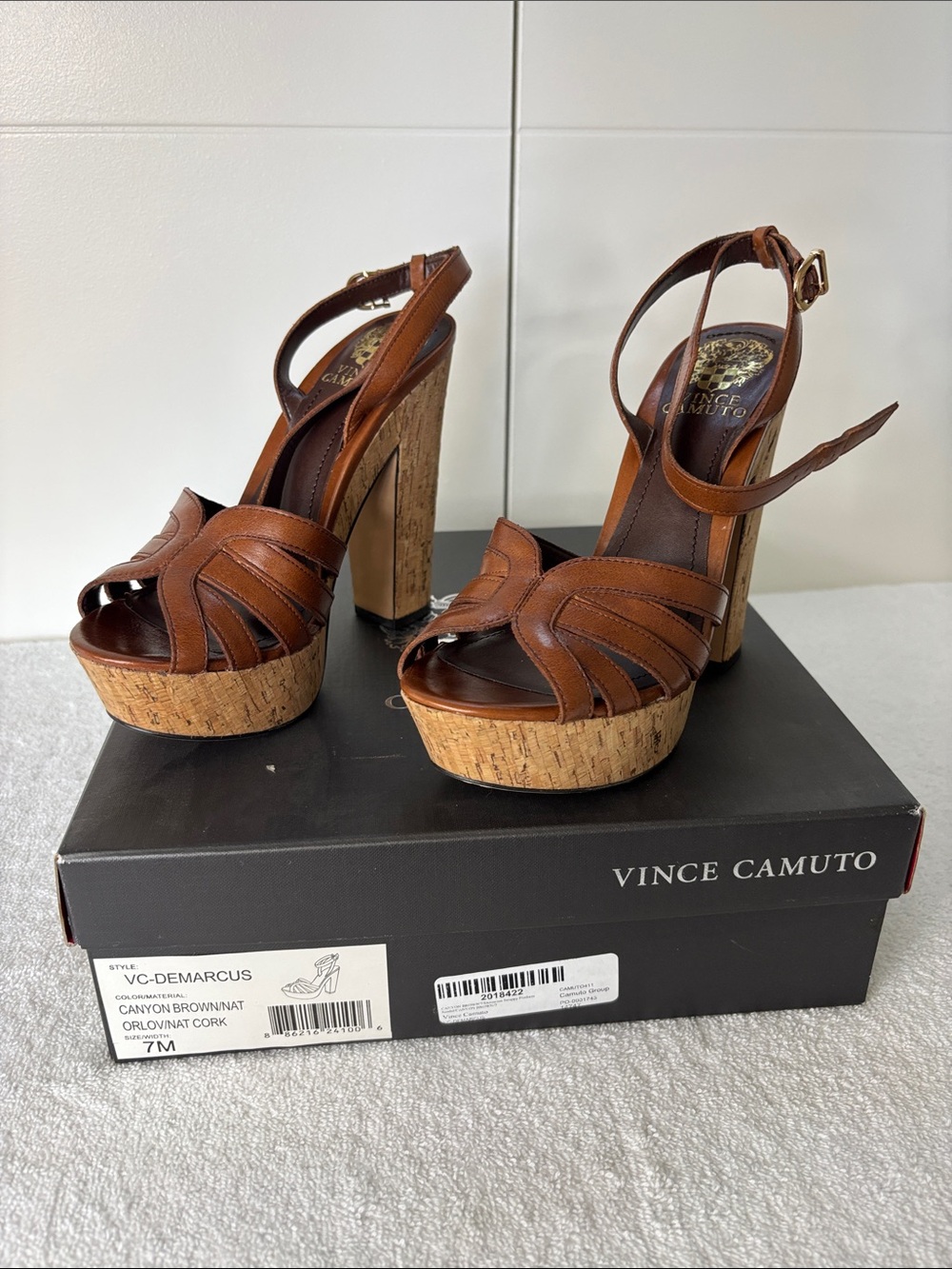 Vince Camuto Brown Cork Platform Sandal
